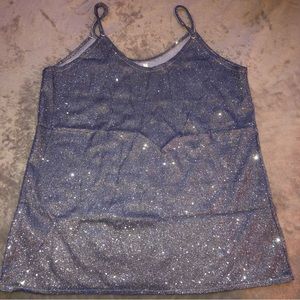 Blue sparkly tank top/ camisole/top